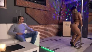 Threesome with a lovely blonde pole dancer